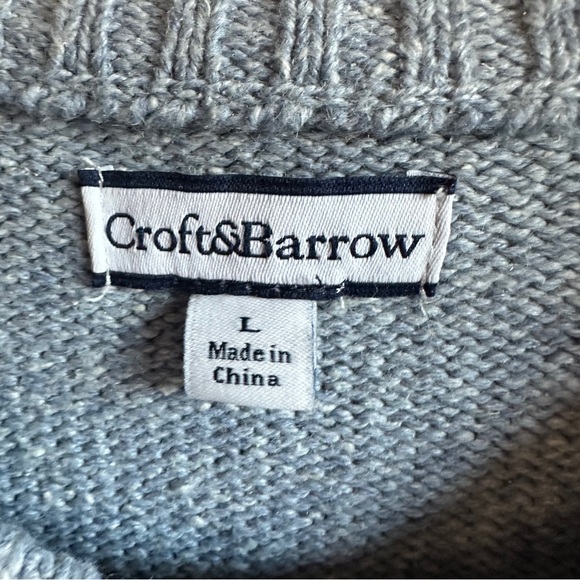 Croft & Barrow Embroidered Snowflake Zip Cardigan Nordic Winter Cozy Knit Size L - Picture 12 of 12
